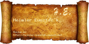 Heimler Euszták névjegykártya